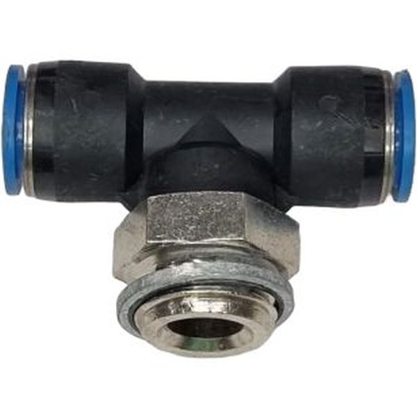 união rápida com entrada em T, conector push-in em T, conector pneumático em T, conexão para ar comprimido em T, conexão instantânea em T, conexão tipo T, engate em T, engate rápido em T, conexão T igual